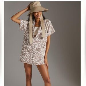 Anthropologie Amadi Zebra Stripe Shirt Dress L